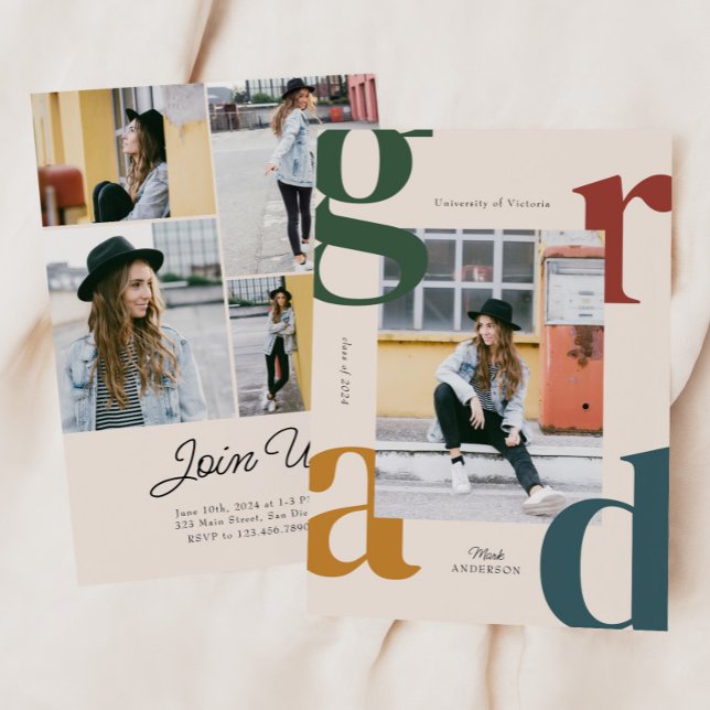 Fett Retro-Klasse 2024 Abschluss Einladung (Von Creator hochgeladen)