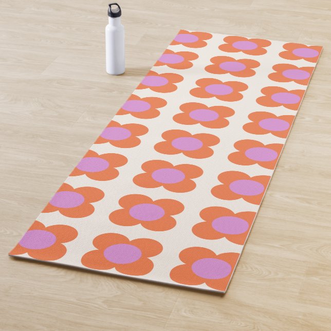 Fett Retro Pop Blume Muster Rosa und Orange Yogamatte (Beispiel)