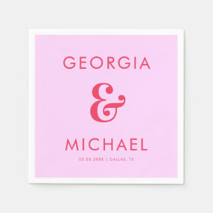 Fett Retro Rosa & Rot Ampersand 70er Hochzeit Serviette