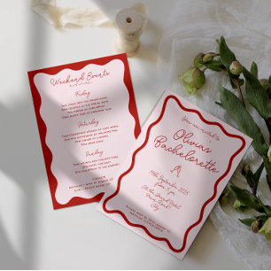 Fett Retro Rosa und Rot   Bachelorette Bash Einladung