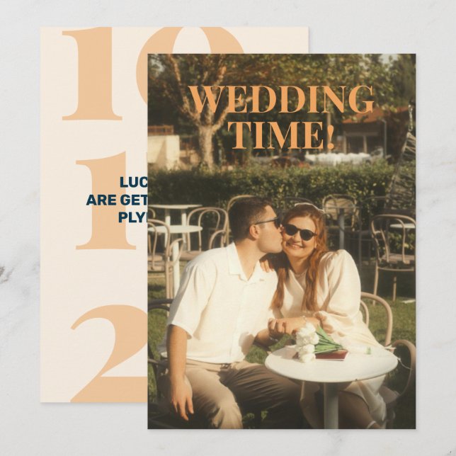 Fett Retro Save-the-Date Einladung (Vorne/Hinten)