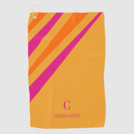 Fett Retro Streifen Rosa OrangenSenf Golfhandtuch