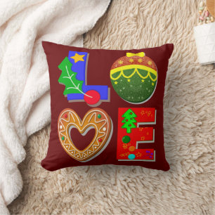 Fett Retro Typografie, Liebe Weihnachten und Cooki Kissen