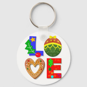Fett Retro Typografie, Liebe Weihnachten und Cooki Schlüsselanhänger