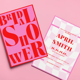 Fett Retro Typografie Rosa Brautparty Einladung