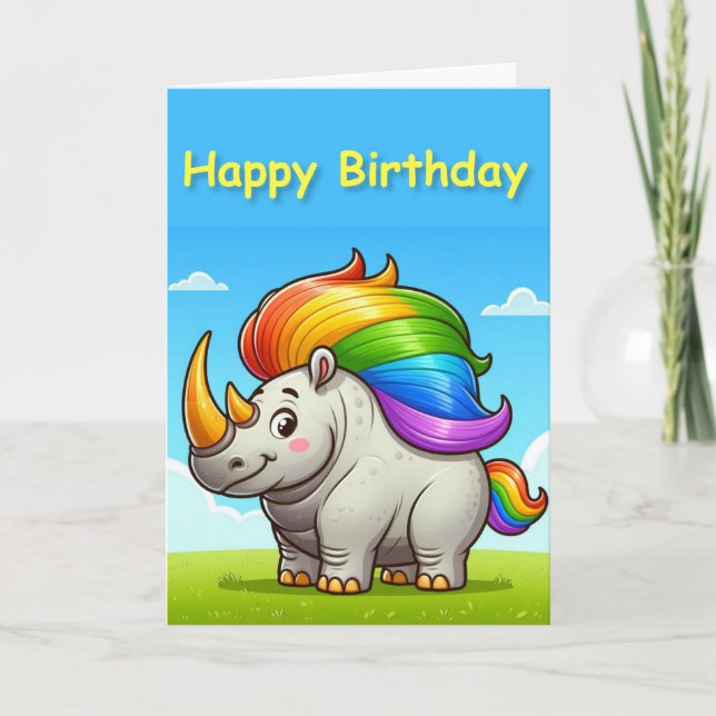 Fett Rhinoceros Geburtstagskarte Dankeskarte (Vorderseite)