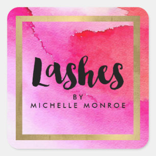 Fett rosa Aquarellfarben Lash Extensions Salon Quadratischer Aufkleber