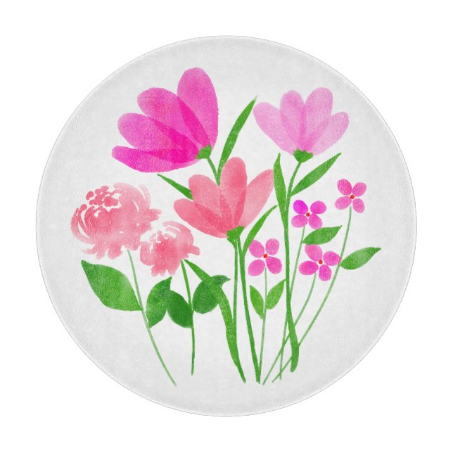 Fett rosa Floral Schneidebrett (Vorderseite)