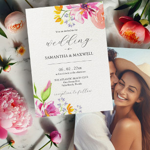 Fett rosa Foto Hochzeitseinladungen Einladung