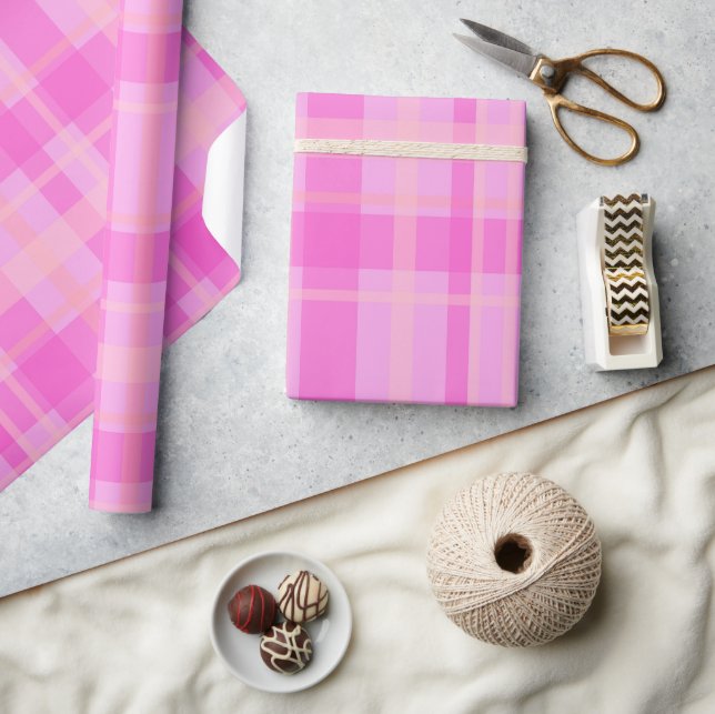 Fett rosa Kariertes Schleifpapier Geschenkpapier (Kunsthandwerk)