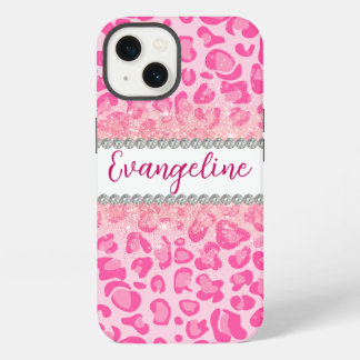 Fett rosa Leopard Print, Diamanten und Glitzer iPhone Hülle