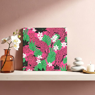 Fett Rosa Leopard Tropischer Dschungel Nahtloses M Fliese