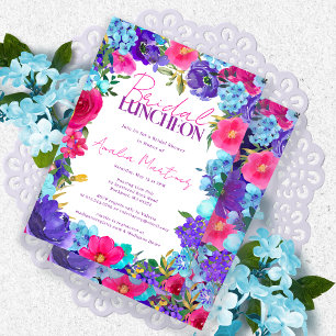 Fett rosa Lila Blue Watercolor Brautparty Einladung