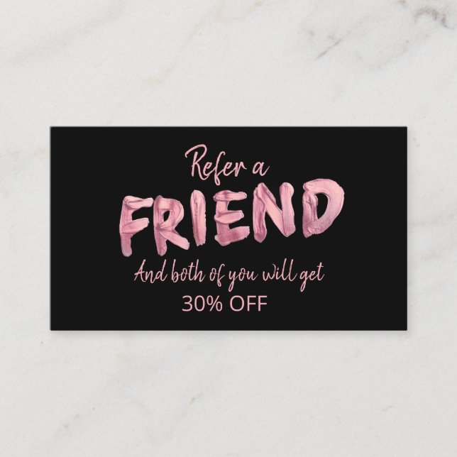 Fett rosa Refer a Friend Stilvolle Referenzkarte Visitenkarte (Vorderseite)