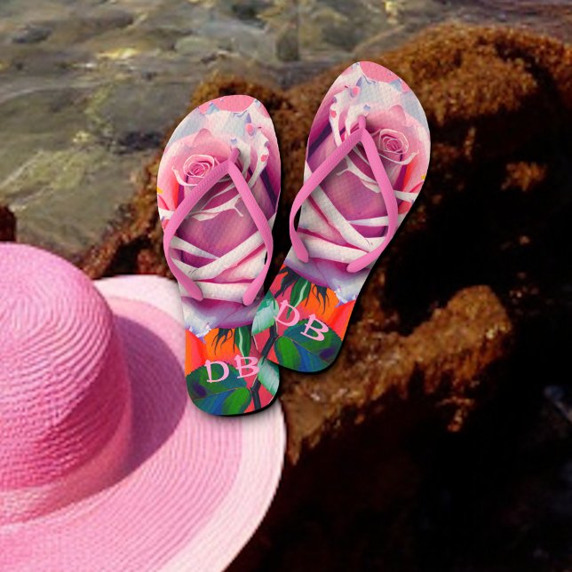 Fett rosa Rosen Bohemisch Künstlerische Blüte Mit  Flip Flops (Von Creator hochgeladen)