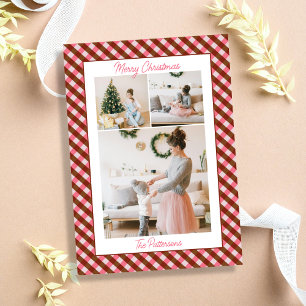 Fett Rosa & Rot Gingham Karo 3 Foto Weihnachten