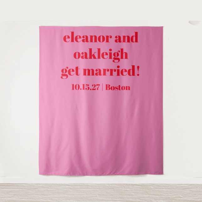 Fett rosa rote moderne Hochzeitsszenarien Wandteppich (Vorderseite)
