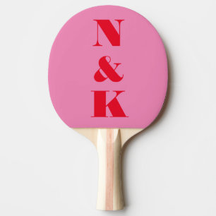 Fett Rosa Rotes Monogramm Paargeschenk Partyfavor Tischtennis Schläger