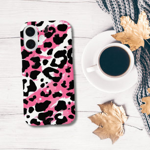 Fett rosa schwarzer Leopard Cheetah Animal Print iPhone 16 Hülle