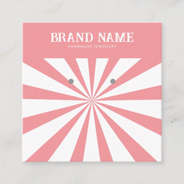 Fett rosa Sun Modern Ohrringe Display Card Quadratische Visitenkarte (Vorderseite)