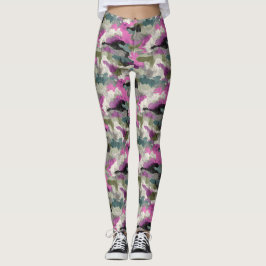 Fett Rosa Tarndruck-Muster Leggings