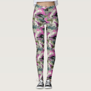 Fett Rosa Tarndruck-Muster Leggings