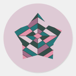 Fett rosa und Aquamariner Diamantglas-Stern Runder Aufkleber