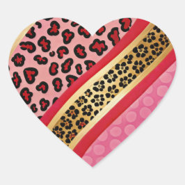 Fett rosa und goldene Leopard Druckheftkleber Herz-Aufkleber