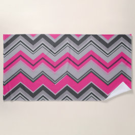 Fett rosa und graues Zickzack Strandtuch