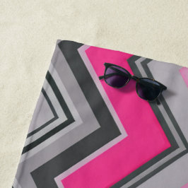 Fett rosa und graues Zickzack Strandtuch