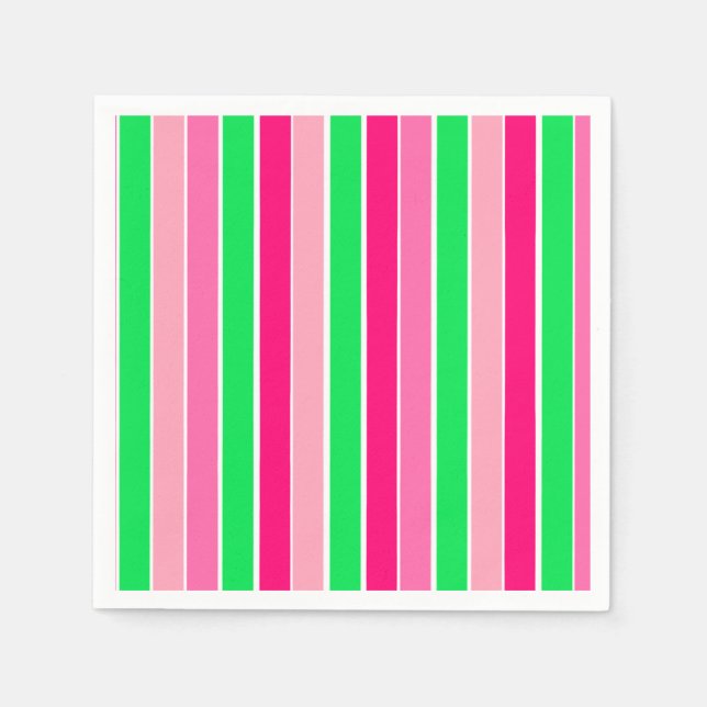 Fett rosa und grüne Streifen Serviette (Vorderseite)