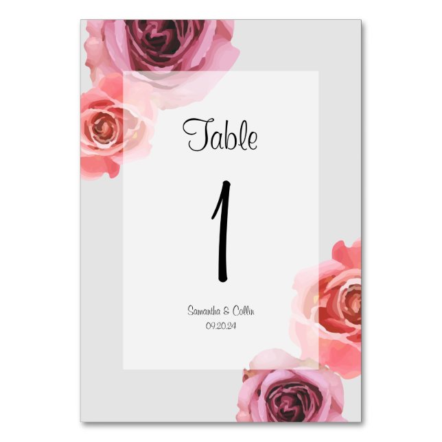Fett rosa und Lila Frühlings-Rose Tischnummer (Vorderseite)