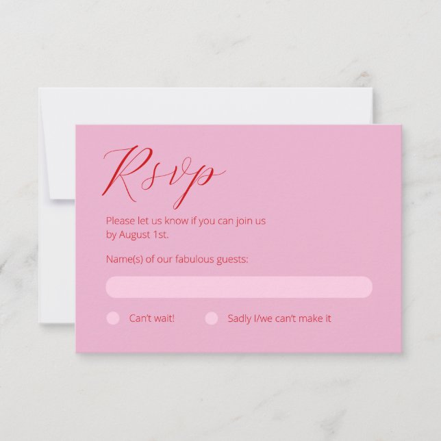 Fett rosa und rote RSVP-Karte RSVP Karte (Vorderseite)