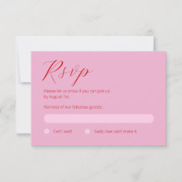 Fett rosa und rote RSVP-Karte RSVP Karte
