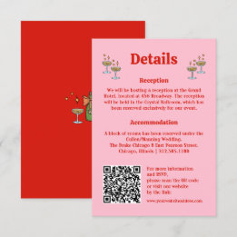 Fett rosa und roter QR Code Hochzeitsinformationen Begleitkarte