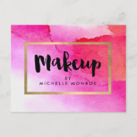 Fett rosa Wasserfarben Makeup Artist Postcard