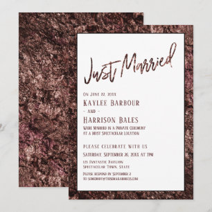 Fett Rose Gold Handwriting Just Married Empfang Einladung