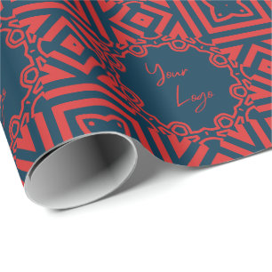Fett Rot auf Navy Muster Custom Business Logo Geschenkpapier