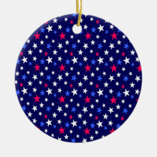 Fett Rot, Patriotisches Blau und Weiße Sterne Keramik Ornament