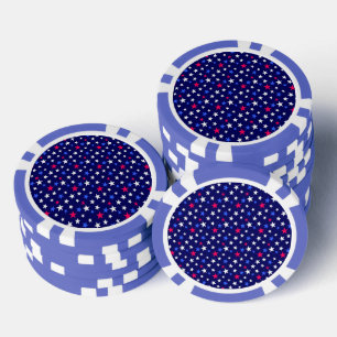 Fett Rot, Patriotisches Blau und Weiße Sterne Pokerchips