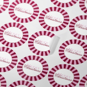 Fett rot pink gestreifter Weihnachtsfeier-Aufklebe Runder Aufkleber