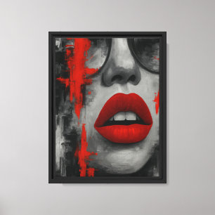 Fett Rote Lippen Abstrakte Leinwand Drucken