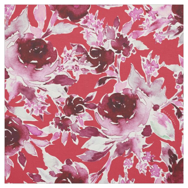 Fett Rote Rose floral Stoff (Muster)