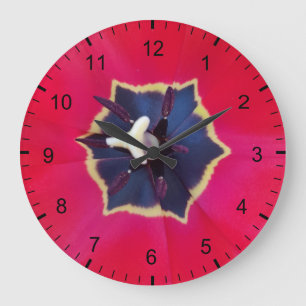 Fett Rote Tulip Blume Makro Naturfotografie Große Wanduhr