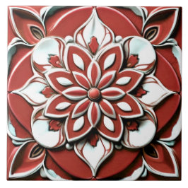 Fett rote und weiße Imitate Hilfe Blume Fliese