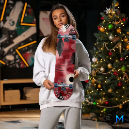 Fett rotes Abstrakt geometrisches Skateboarddesign Skateboard