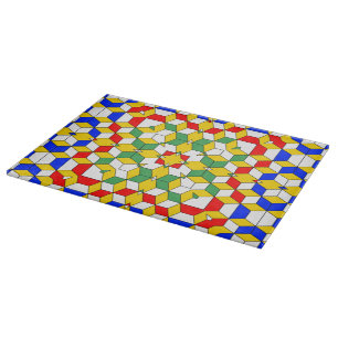 Fett rotes blaues Gelb und grünes geometrisches M Schneidebrett