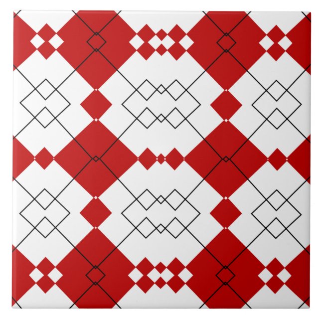 Fett-rotes Diamantgittermuster Fliese (Vorderseite)