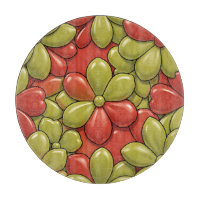 Fett rotes grünes Blumenmuster glänzende Herzblüte