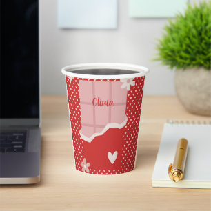 Fett rotes Herz Liebe Design - Perfekt für kundens Pappbecher